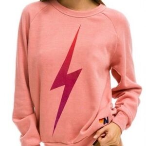 Aviator Nation Pink/Rose Gradient Bolt Graphic Pullover Unisex Fit